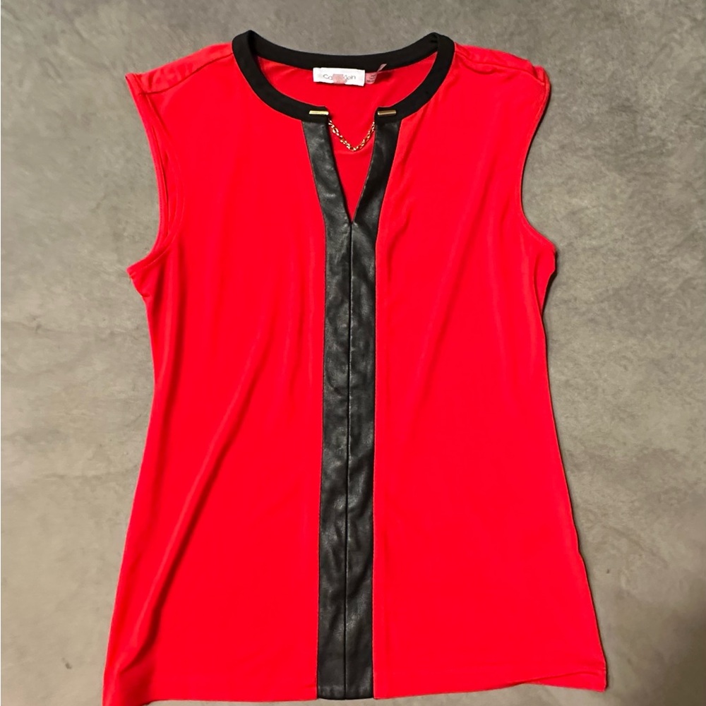 Calvin Klein Red and Black Sleeveless Top